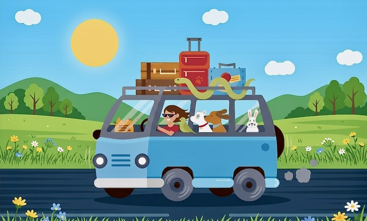 Pet travel illustration